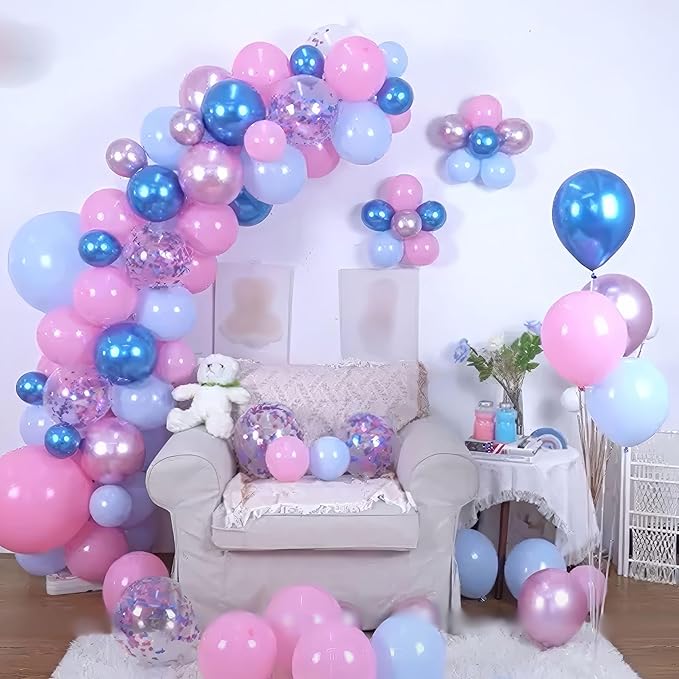 Pink Blue Balloons 35 Pcs 12 Inch Pastel Pink and Blue Confetti Balloons Gender Reveal Boys or Girls Theme Helium Latex Balloon Set for Bridal Shower Baby Shower Wedding Birthday Party Decorations