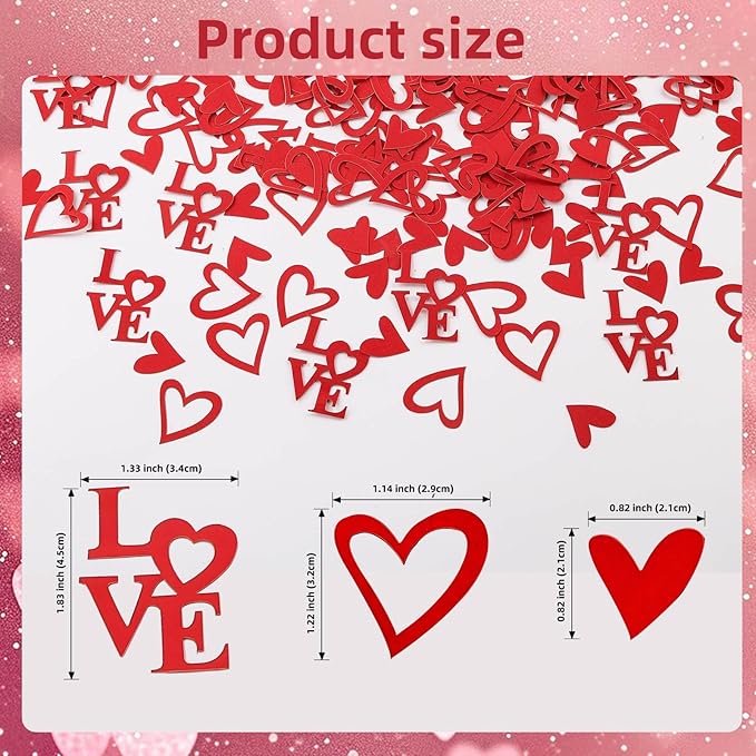 200 Pcs Red Heart Paper Confetti Love Confetti for Valentine's Day Wedding Baby Shower Birthday Party Table Decoration Supplies