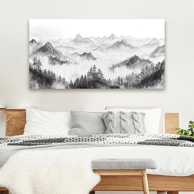 Canvas Wall Art Decor Large Wall Art Pictures for Living Room Art Work for Wall Decor Mountain Landscape Wall Art Prints Wall Decorations Artwork for Walls Bedroom Home Aesthetic Wall Art Decor 24" X 48"