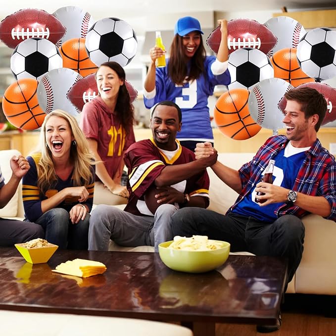 Sports Foil Balloon Set, 16PCS Baseball Soccer Balloon Basketball Football Balloons Sports Birthday Party Decorations for Boys Birthday Baby Shower Sport Themed Party