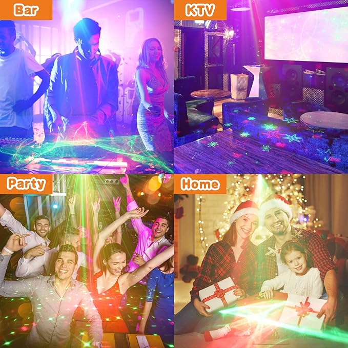 DJ Disco Party Lights Battery Powered - Northern Laser Light Effect RGB Led Sound Activated Strobe Lighting with Remote Control for Indoor Birthday Halloween Karaoke Club KTV