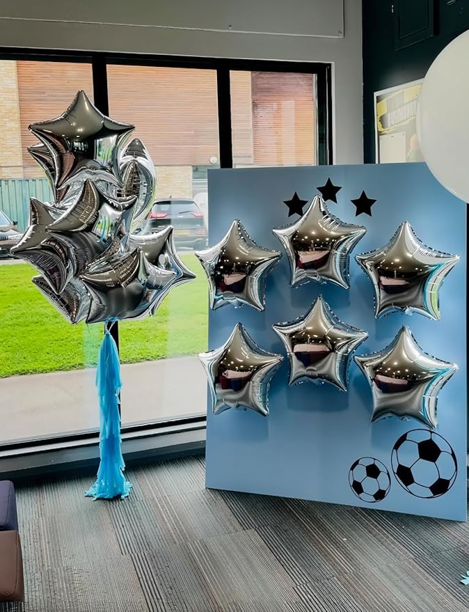 20 Pcs Star Balloons,18 Inch Silver Foil Balloons Glitter Star Shape Balloon Large Mylar Balloon for New Year Christmas Birthday Wedding Anniversary Baby Shower Gender Reveal Party Decorations