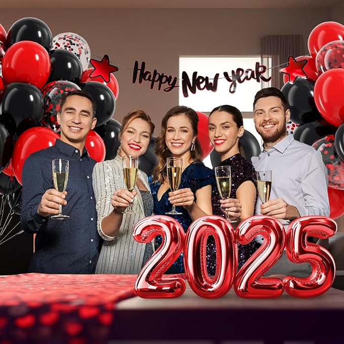 Red and Black Balloons, 60pcs 12inch Black Red Confetti Balloons for Graduation Wedding New Year Eve Birthday Party Decorations