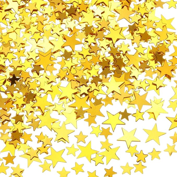 60g Star Confetti Glitter Star Table Confetti, Metallic Foil Star Glitter, Table Decorations for Party Wedding birthday graduation Decorations(Glitter Gold Set, 10mm and 6mm)