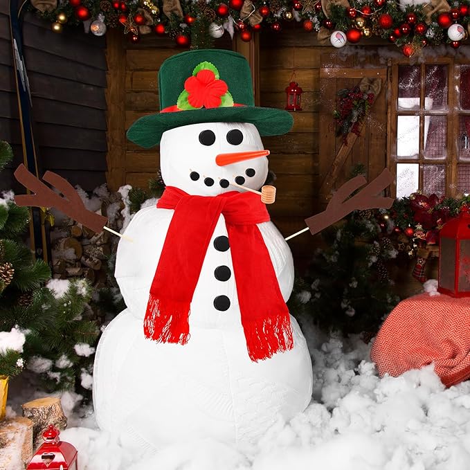 17PCS Build A Snowman Kit with 2pcs Hats, Winter DIY Snowman Decorating Supplies for Outdoor Christmas Decorations, 2pcs Hats Snowmen Making Kit Snow Tools for Xmas Holiday Party Decoration