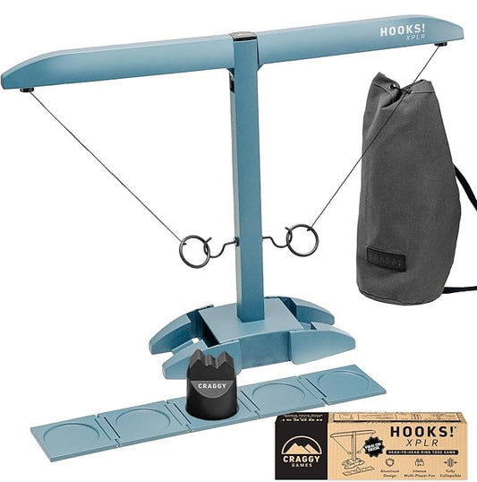 Craggy Games Ring Toss & Shot Ladder Game Hooks XPLR - Portable Aluminum Hook and Ring for Indoor/Outdoor Games - Family Game Night, Party Games, Travel, Multiplayer for Ages 12+