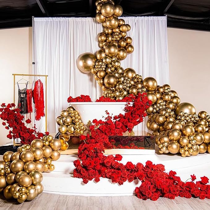 5 Inch Gold Balloons, 60 PCS Gold Metallic Balloon Small Metallic Gold Chrome Balloons 5'' Mini Matte Golden Latex Balloons for Birthday Graduation Anniversary Baby Shower Party Decorations