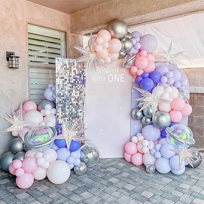 6PCS Iridescent Star Balloons, 22Inch Huge Iridescent Explosion Star Balloons Holographic Spike Cone Foil Balloon for Baby Shower Bridal Shower Wedding Winter Birthday Party Decorations