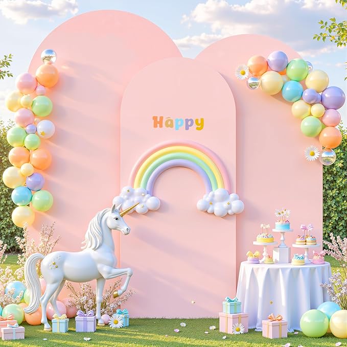 (7.2FT, 6.6FT, 6FT) Wedding Arch Cover Set of 3 Dusty Rose Spandex Fitted Arch Cover for Round Top Chiara Backdrop Stand Covers for Birthday Party Banquet Photo Background Decoration