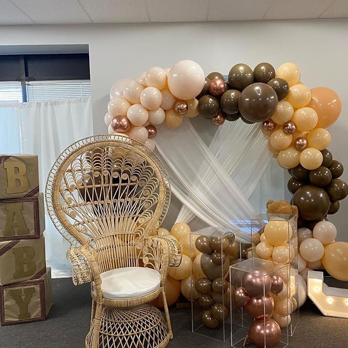 Brown Balloons Set 12 Inch Retro Brown Khaki Cream Balloons Mocha Cocoa Coffee Tan Sand White Apricot Beige Nude Balloon for Neutral Bear Bridal Baby Shower Birthday Fall Autumn Party Decorations