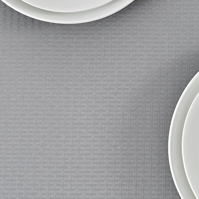 maxmill Square Tablecloth Water Resistance Antiwrinkle Spill Proof Weaved Texture Table Cloth, Decorative Fabric Table Cover for Banquet Parties Event Holiday Dinner, 70 x 70 Inch, Light Grey