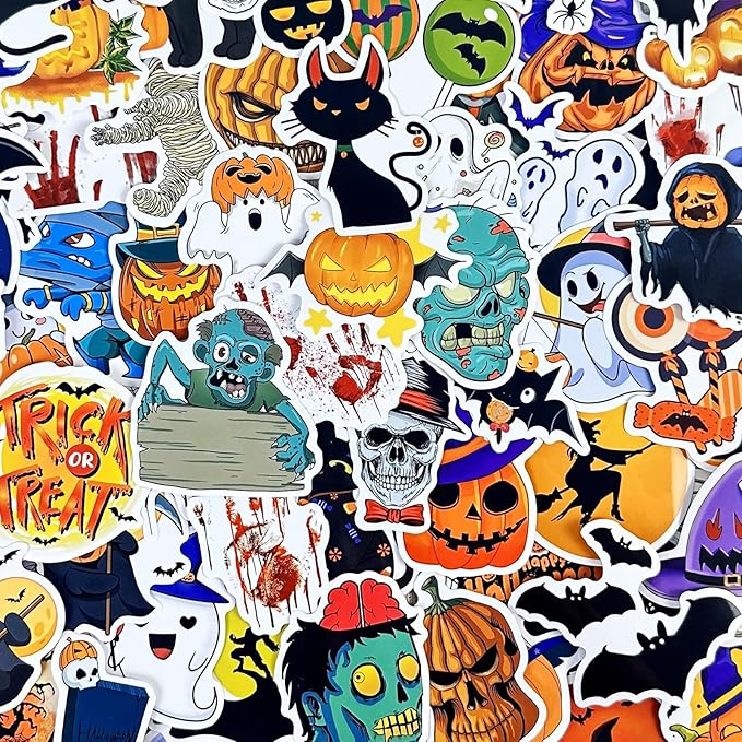 AOWDIAO 200 Pcs Halloween Stickers, Halloween Vinyl Stickers for Kids & Adults, Holiday Party Favors, Crafts & Gifts