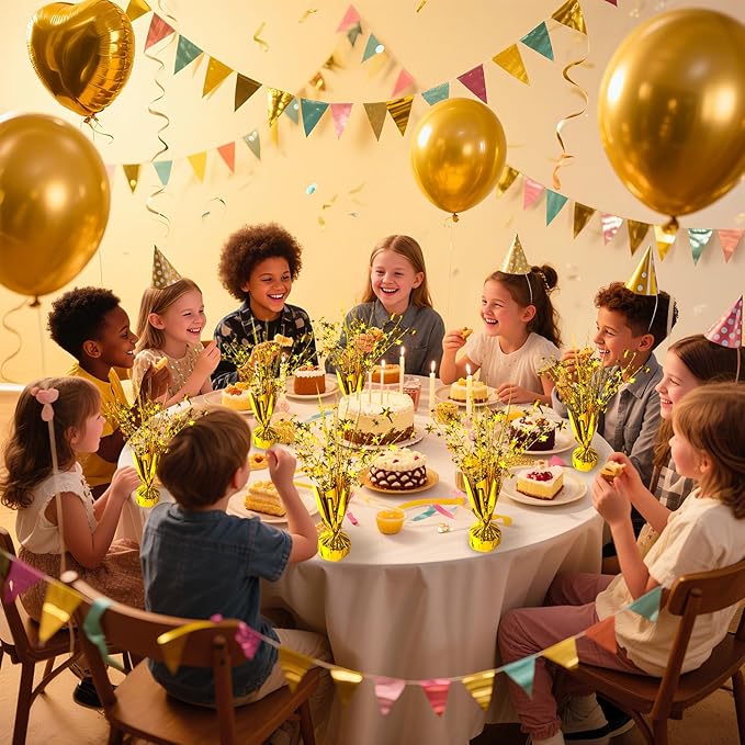 6 Pack Metallic Foil Spray Centerpiece Star Table Decoration Burst Table Centerpieces for Birthday New Years Nye Wedding Anniversary Graduation Holiday Party Supplies Decor, Gold