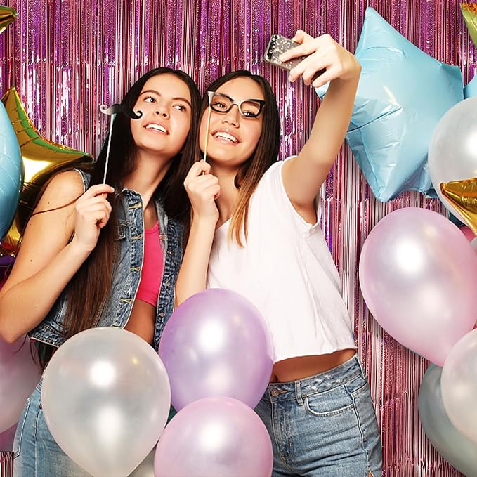 Party Backdrop Curtains Metallic Tinsel Foil Fringe Curtains Party Photo Backdrop Party Streamers for Party Birthday Graduation New Year Eve Bachelorette Decorations Wedding Decor