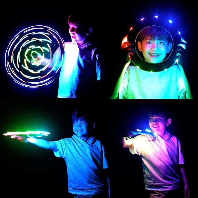 TOSY Flying Ring - 12 LEDs, Super Bright, Lost Mode, Auto Light Up, Safe & Soft, Waterproof, Lightweight, Birthday, Camping Toy, Easter Gift for Kid/Boy/Girl