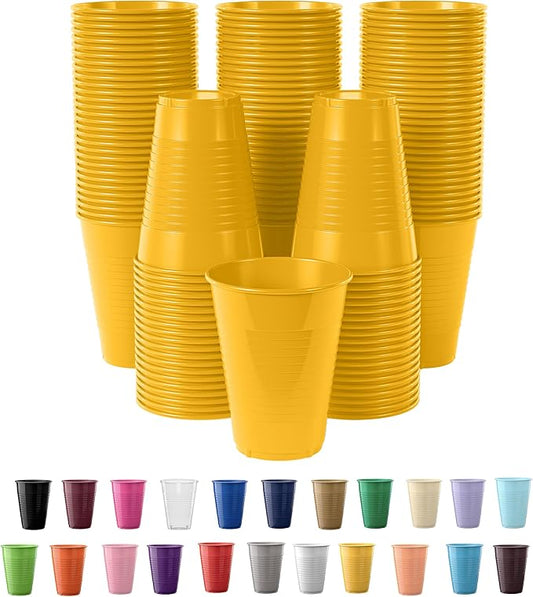 Exquisite Party Solids 12 Oz Yellow Plastic Cups For Party Supplies 50 Pack | Yellow Disposable Cups Plastic | Disposable Drinkware For Parties, Events & Everyday