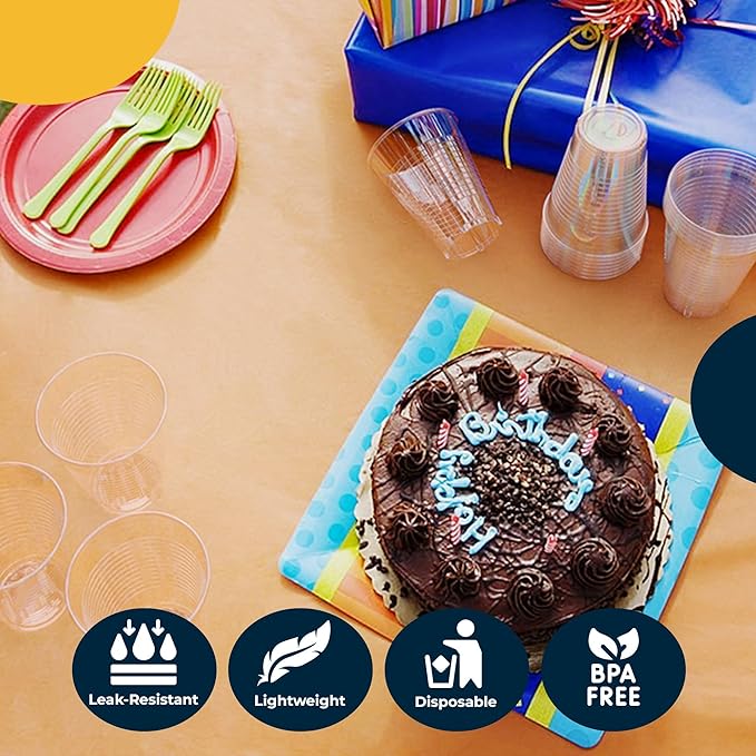 Exquisite Party Solids 12 Oz Clear Plastic Cups For Party Supplies 50 Pack | Clear Disposable Cups Plastic | Disposable Drinkware For Parties, Events & Everyday