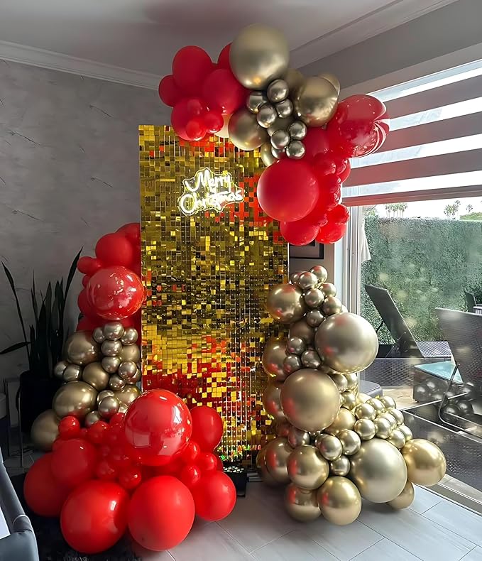 Gold Shimmer Wall Backdrop 12 Panels Cover 4 x 3 Ft, Photo Backdrops for Wedding,Anniversary,Birthday,Party Decoration