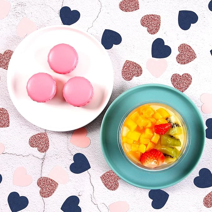 Navy-Blue Pink Rose-gold Heart Confetti - 300pcs Decor Glitter Paper Dots Gender Reveal Graduations Wedding Bachelorette Engagement Birthday Party Table Decorations Lasting Surprise