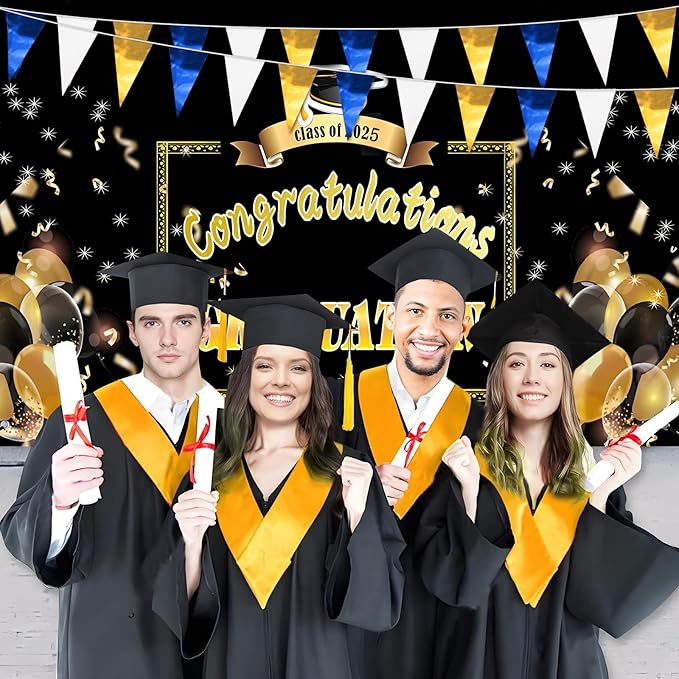 32.8FT Navy-Blue White Gold Glitter Triangle Pennant Banner Flag Metallic Bunting Fabric Garland for Christmas Graduation Retirement Wedding Bridal Shower Nautical Ahoy Achor Party Decorations Decor