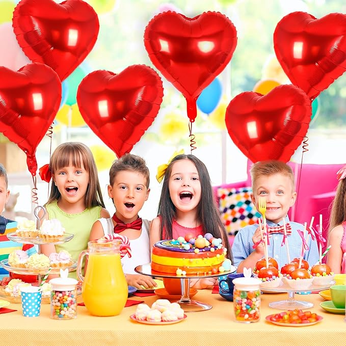 24 Pcs Red Heart Balloons,18 inch Heart Shape Foil Balloons Love Balloon Valentine Balloon for Birthday Party Wedding Engagement Party Baby Shower Valentine Day Decorations (Red)