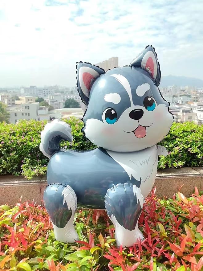 3D Animal Dog Balloons,Standing Pet Puppy Dog Balloon Husky Balloon For Birthday Party Supplies Decoration,Kids Animal Theme Doggy Mylar Foil Balloons Gift