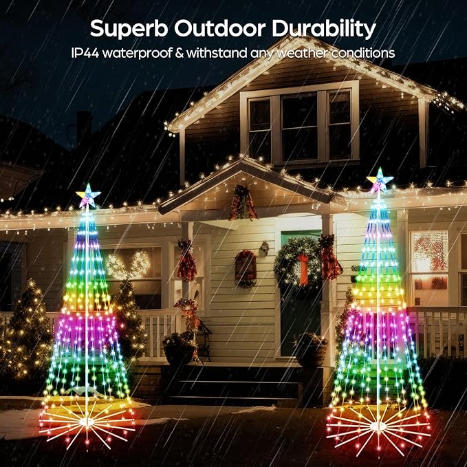 6 FT Outdoor Christmas Tree,Smart APP Remote Control RGB Color Changing DIY Timer LED Christmas Tree for Indoor Outdoor Decorations (6FT)
