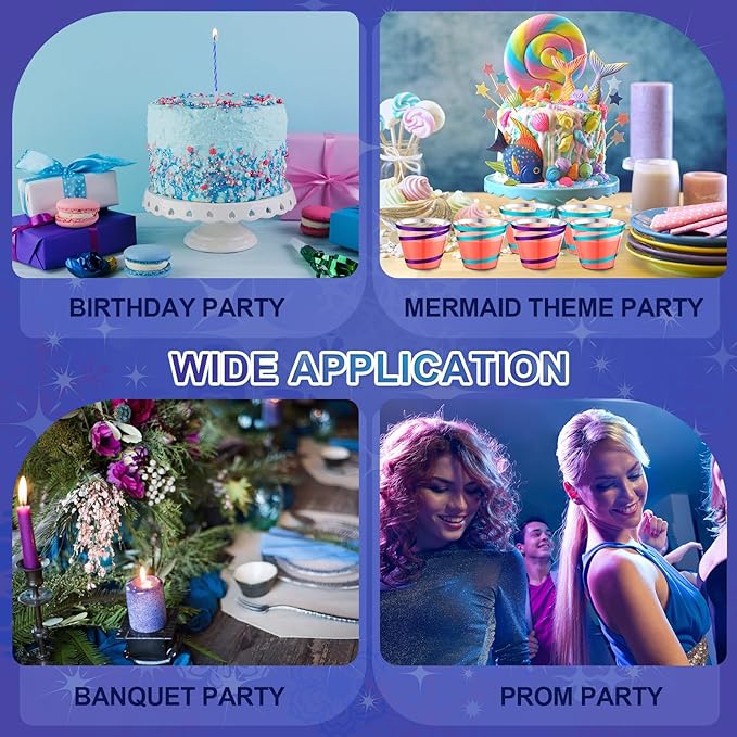 Gejoy 9 oz Rimmed Swirl Plastic Cups Disposable Wine Drinking Cups Clear Elegant Halloween Tumblers for Christmas Party Supplies(Purple, Blue,100 Pcs)