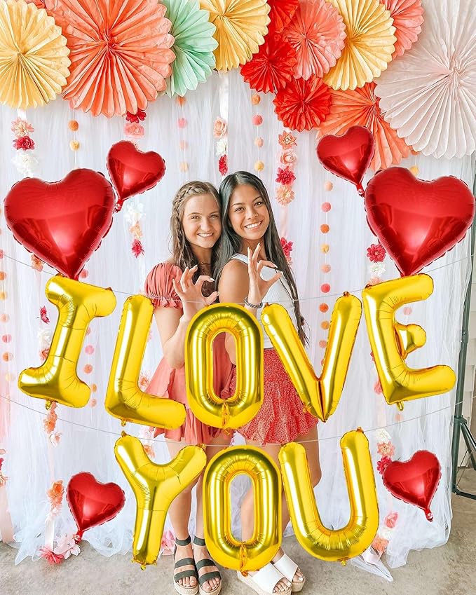 I Love You Balloons and Red Heart Balloons Kit Red Valentines Day Decorations Love Balloons for for Valentines Day Bridal Shower Wedding Romantic Special Night Party Supplies Decorations