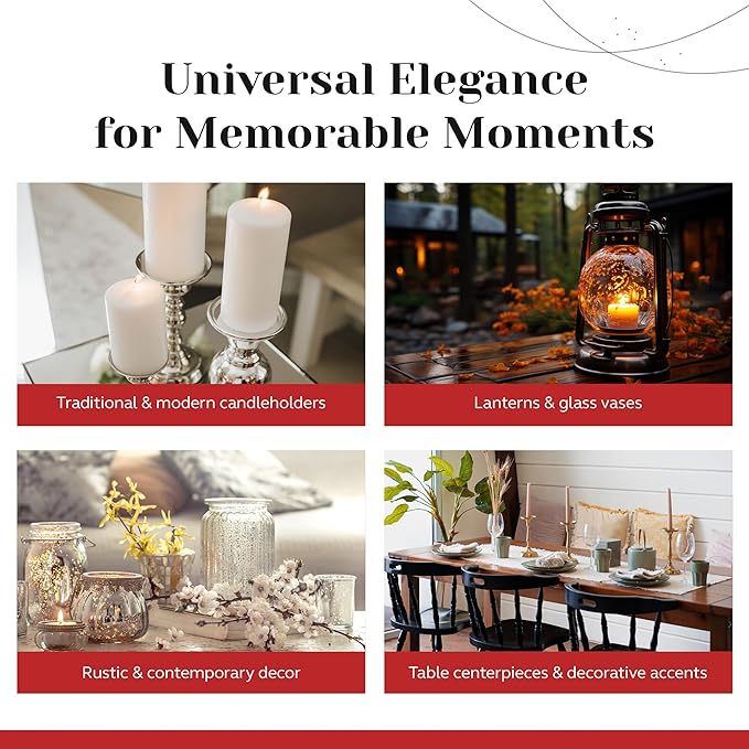 Unscented Pillar Candles - Set of 4 Ivory Candles - 3x6 Slow Burning Candles for Weddings & Table Centerpieces - Large Pillar Candles, PARNOO