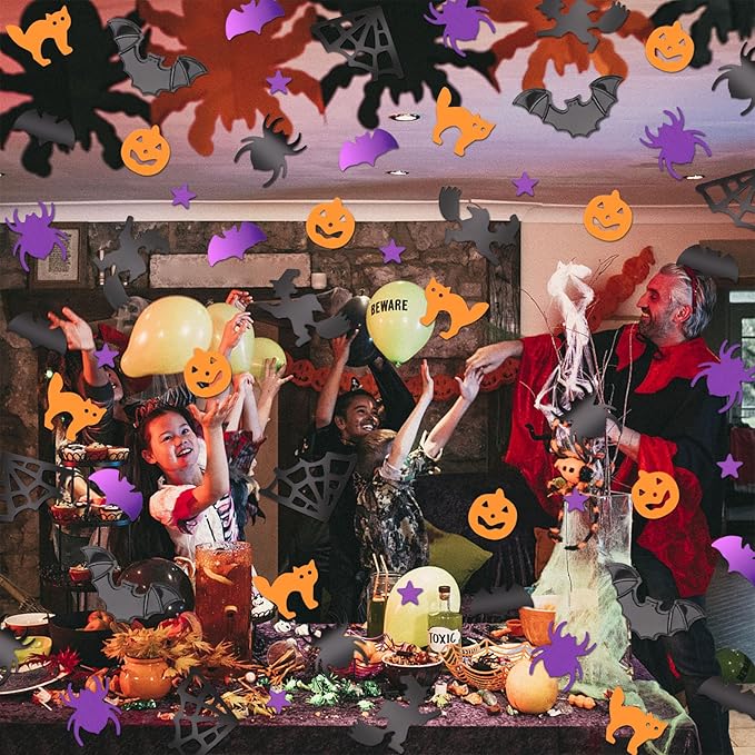 MARFOREVER Halloween Confetti Glitter Table Decorations Party Scatter Table Sprinkles Bats Spider Pumpkin for Halloween Party Supplies Decor