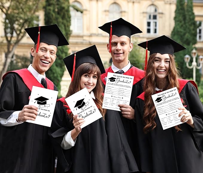 30 Grad Party Games Cards, Simple Style Graduation Trivia Game Cards, Graduation Party Supplies, How Well Do You know the Graduate, Graduation Party Favors for High School College University,4