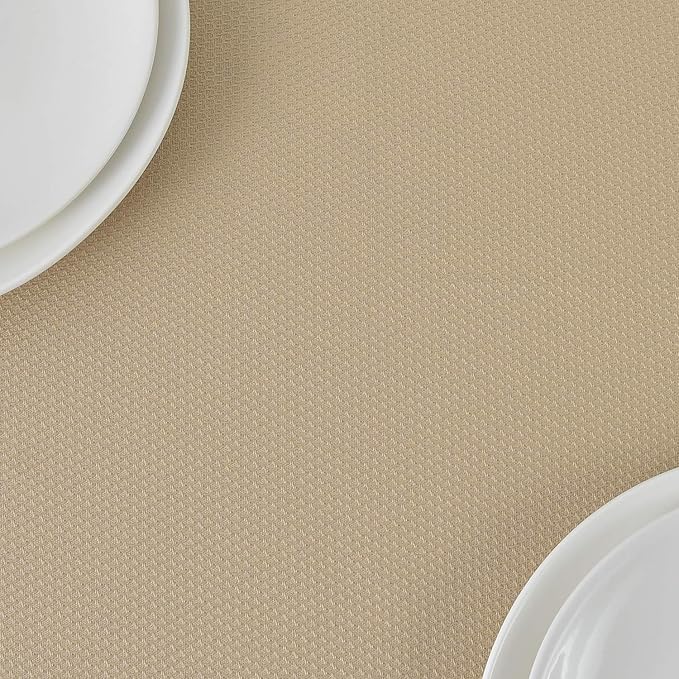 maxmill Textured Tablecloth Stain Resistant Waterproof and Wrinkle Resistant Washable Table Cloth, Fabric Table Cover for Dining Room and Outdoor Use, Rectangle 60 x 120 Inch, Beige