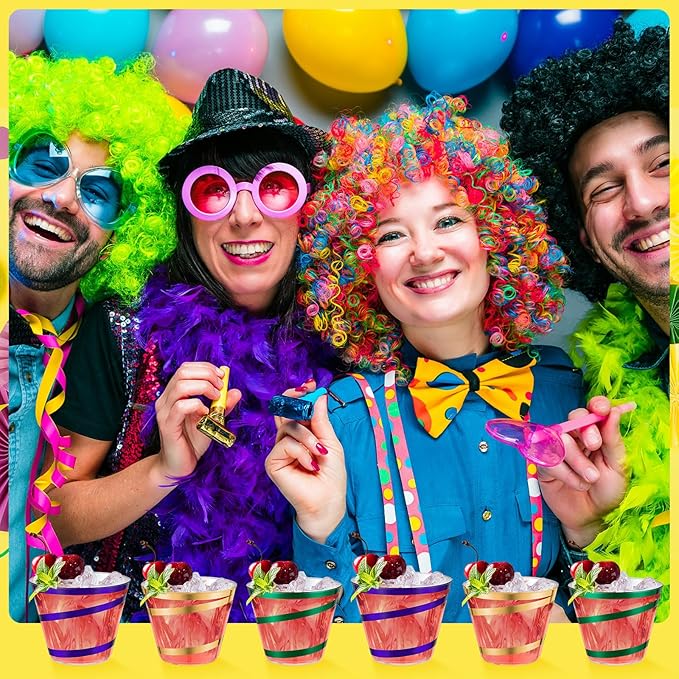 Gejoy 9 oz Rimmed Swirl Plastic Cups Disposable Wine Drinking Cups Clear Elegant Halloween Tumblers for Christmas Party Supplies(Purple, Gold, Green,60 Pcs)