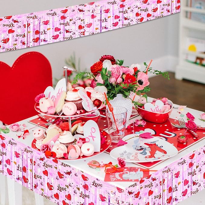 6 Pack 10 Feet Love Pink Wave Foil Fringe Garland Metallic Tinsel Streamers Banner Wall Hanging Curtain Backdrop for Parade Floats, Mother's Day, Easter, Wedding, Birthday Party Decoration