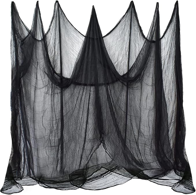 ZeeDix Halloween Black Creepy Cloth 85 x 315in Giant Home Deco Spooky Scary Gauze Cloth for Halloween Party Supplies Haunted Houses Outdoor Yard Wall Doorways Decoration