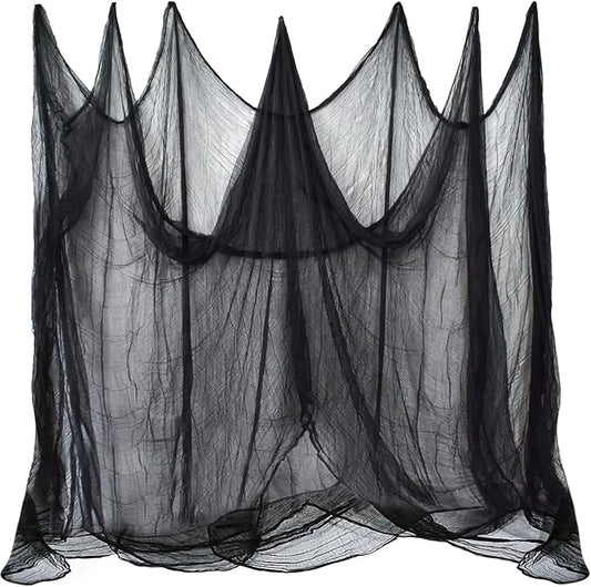 ZeeDix Halloween Black Creepy Cloth 85 x 315in Giant Home Deco Spooky Scary Gauze Cloth for Halloween Party Supplies Haunted Houses Outdoor Yard Wall Doorways Decoration