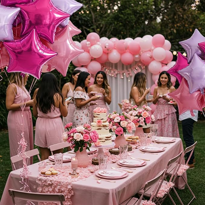 TONIFUL 15Pcs 18 Inch Large Pink Purple Star Shape Foil Balloons Big Stars Helium Mylar Ballons for Birthday Wedding Baby Shower Anniversary Engagement Party Decorations Supplies
