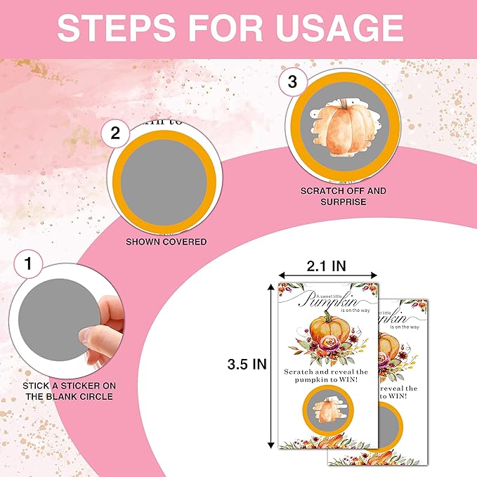 Thanksgiving Day Scratch Off Game Cards - Pumpkin & Turkey Design Fall Harvest Party Game - Halloween/Autumn Themed Party Activities & Supplies Decorations - 50 Pack(08)