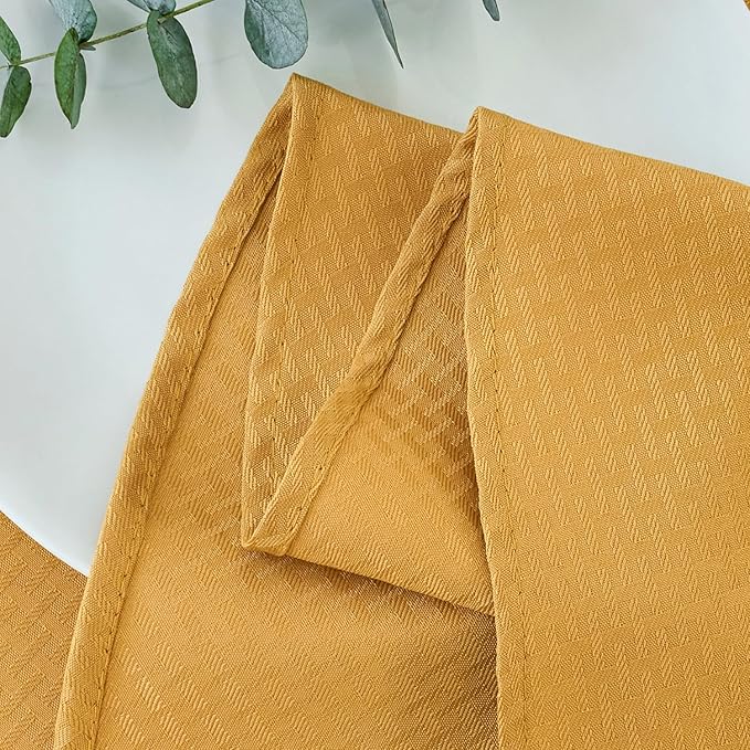 maxmill Round Weaved Texture Design Tablecloth Spill-Proof Wrinkle Free Soft Washable Table Cloth for Circular Table Cover, for Dining Room Banquet Parties Holiday Dinner, 90 Inch Ochre Yellow