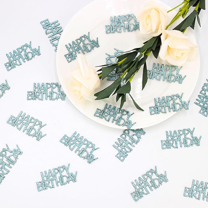 Blue Happy Birthday Confetti Birthday Table Decorations Baby Blue Glitter Table Scatters for Kids Boy Birthday Party Supplies 100PC