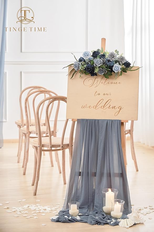 TINGE TIME Artificial Flowers, 25pcs Real Looking Gradient Blue Rose Fake Roses w/Stem for DIY Wedding Bouquets Centerpieces Arrangements Party Baby Shower Home Decorations