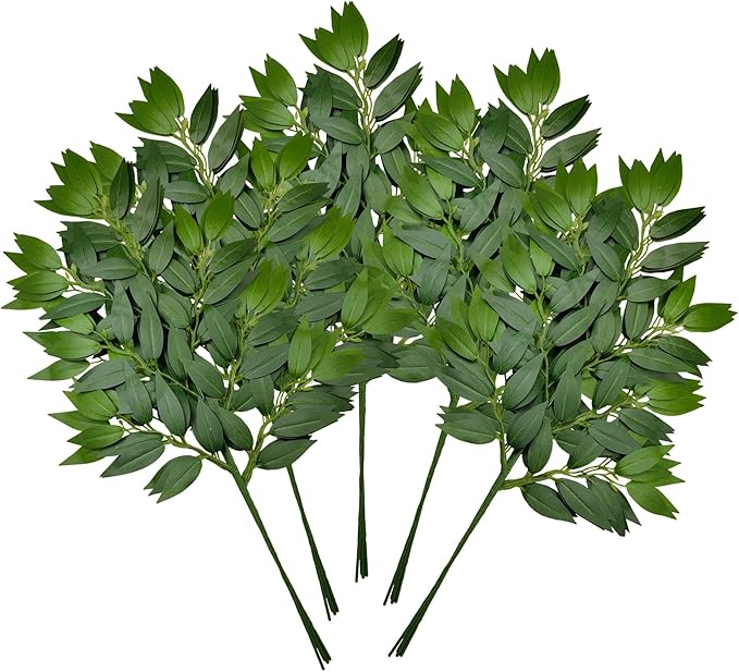 24Pcs Italian Ruscus Greenery Stems Artificial Silk Greenery Plants Spray for DIY Wedding Arch Bouquet Filler Table Centerpieces Home Decor
