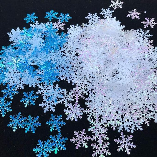 OuMuaMua 1200Pcs Snowflakes Confetti Decorations for Christmas, White and Blue Winter Confetti Snow Party Pack for Wedding Birthday Holiday Party Table Decorations Supplies