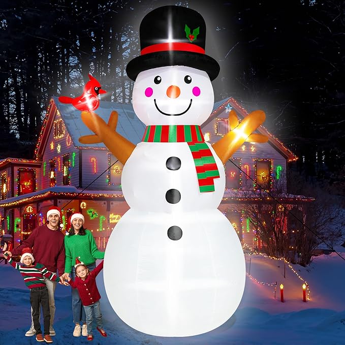 15FT Christmas Inflatable Snowman, Super Large Blow Up Snowman Inflatables Decor, Lighted Christmas Outdoor Inflatable Decorations, Xmas Inflatables Snowman for Lawn Yard Garden Holiday Party