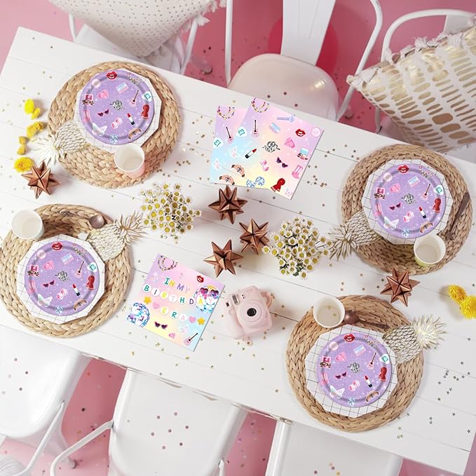 40PCS In My Birthday Era Decorations Friendship Party Tableware Includes In My Birthday Era Singer Music Disposable Dessert Plates and Paper Napkins for Girl Fans Party Supplies