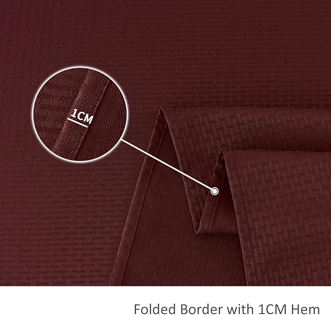 maxmill Rectangle Tablecloth Weaved Pattern Waterproof Spillproof Wrinkle Free Table Cloth, Kitchen Dining Tabletop Decoration, Fabric Table Cover for Holiday Parties, 52 x 70 Inch, Burgundy