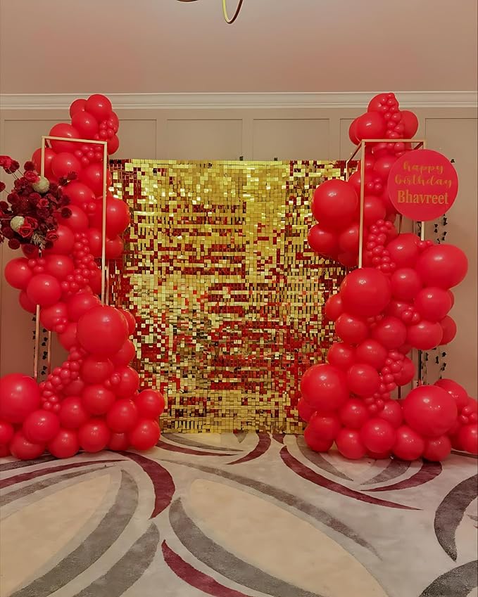 Gold Shimmer Wall Backdrop 24 Panels Cover 6 x 4 Ft, Photo Backdrops for Wedding,Anniversary,Birthday,Party Decoration