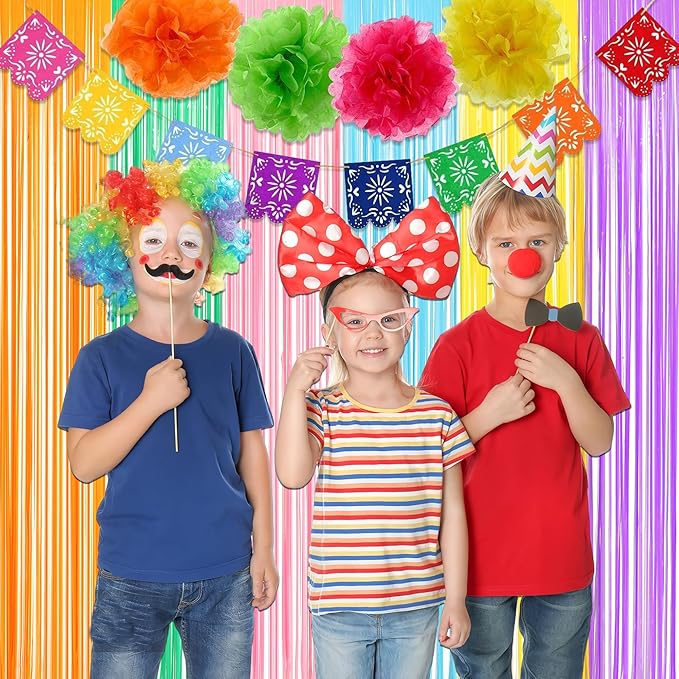 Pastel Tinsel Curtain Party Backdrop - GREATRIL Pastel Color Foil Fringe Curtain Photo Booth Streamers for Birthdays Easter Baby Bride Shower Unicorn Girls Party Decorations