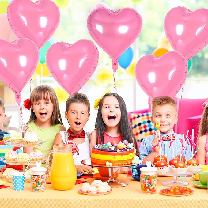 12 Pcs Heart Balloons,18 inch Pink Heart Foil Balloons Love Balloon Valentine Balloon for Birthday Party Wedding Engagement Party Baby Shower Valentine Day Decorations (pink)
